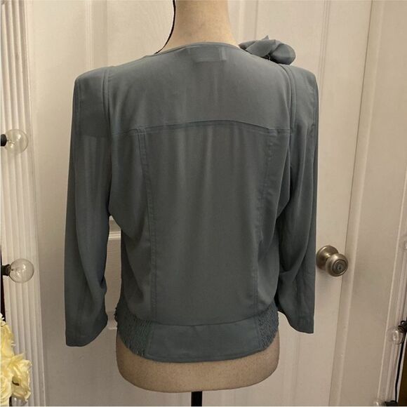 Byron Lars Elegant Blue/gray Women's Top with Floral brooch Accent, S - Picture 8 of 9